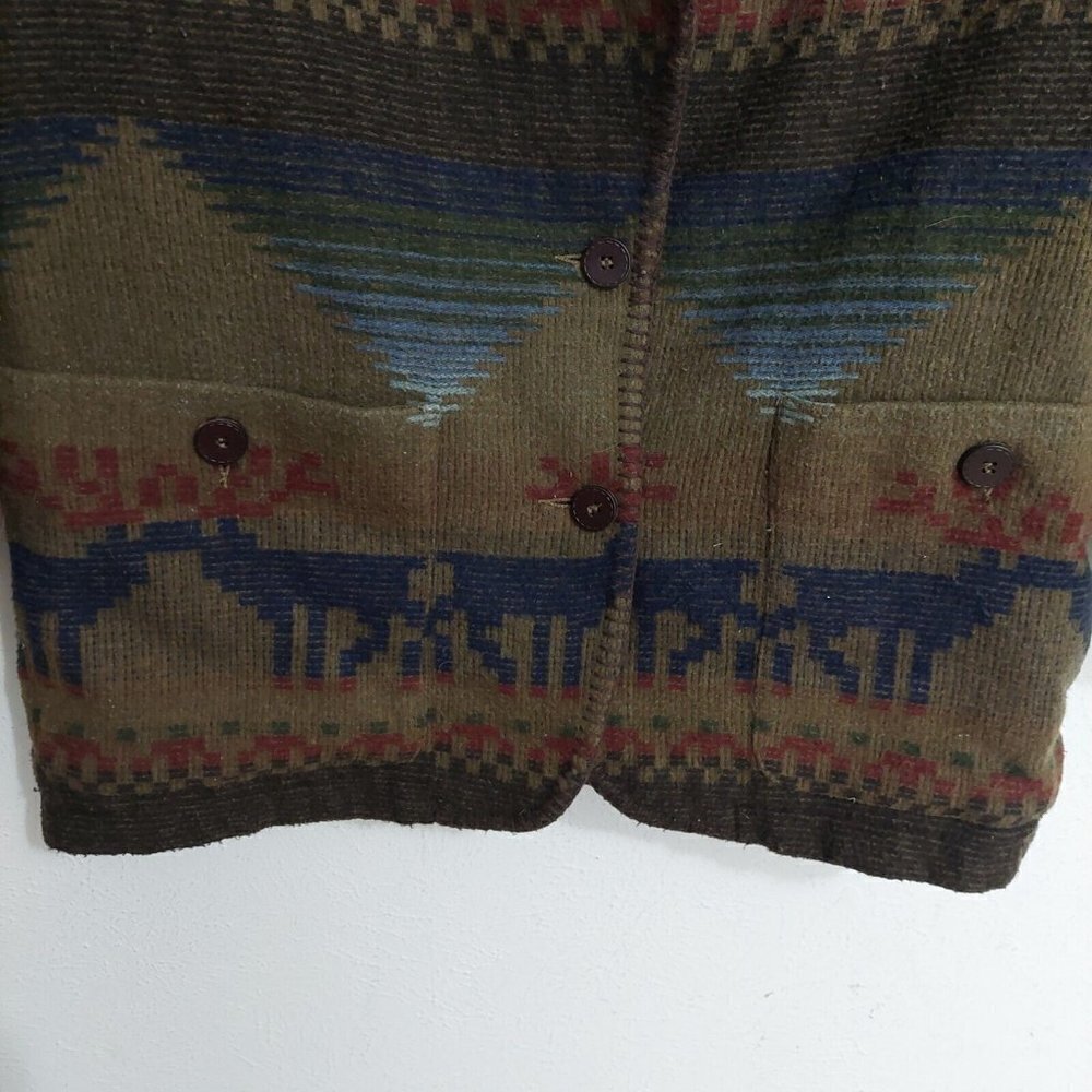 Express Vintage 80s 90s Brown Southwest Aztec Womens Jacket Sz M Button-Up Lined - Picture 5 of 13